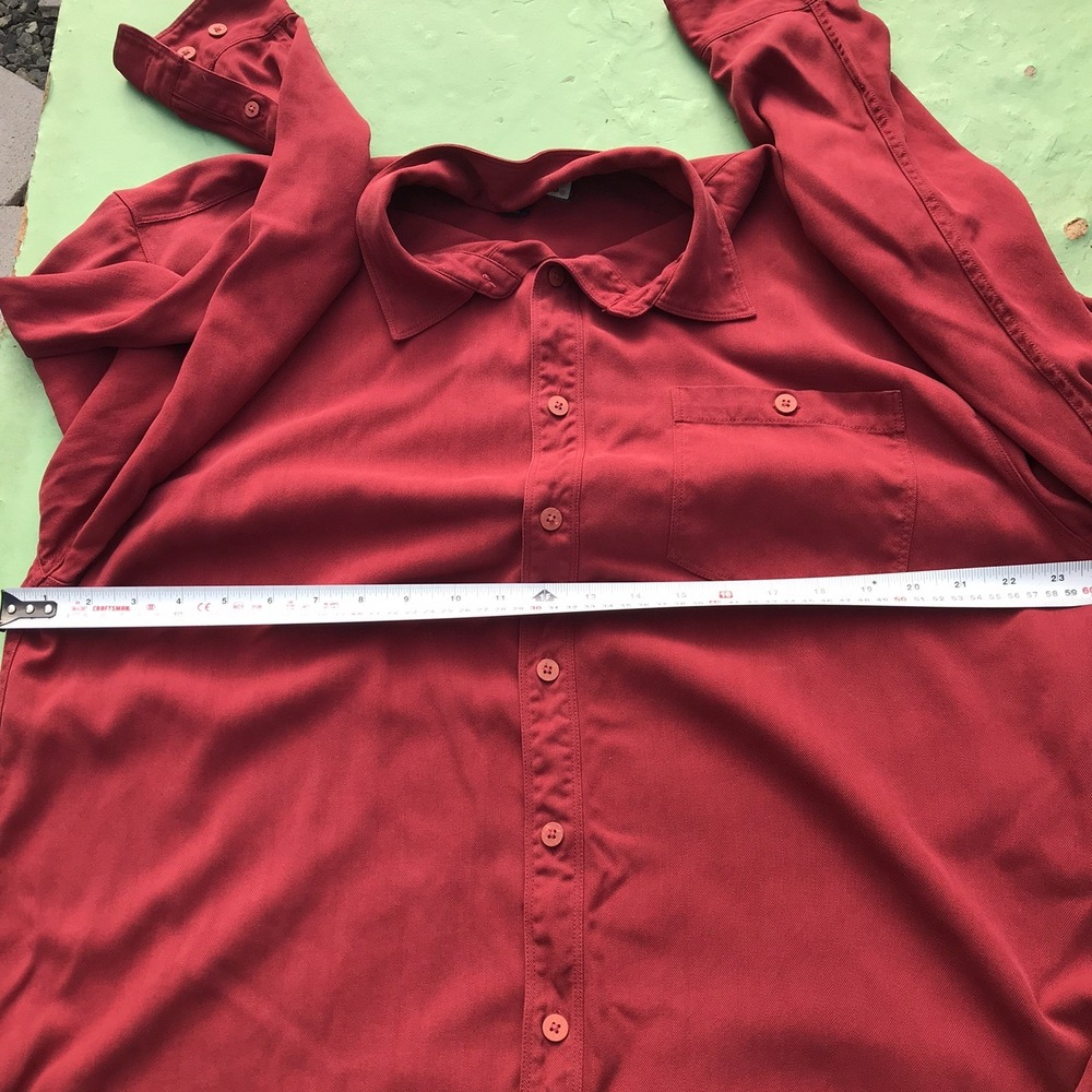 Tommy Bahama Mens Large Rose Red Button Up Shirt Long Sleeve Pocket 100% Silk - Picture 13 of 16